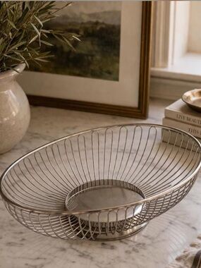Wire Fruit Bowl Basket - Silver Metal